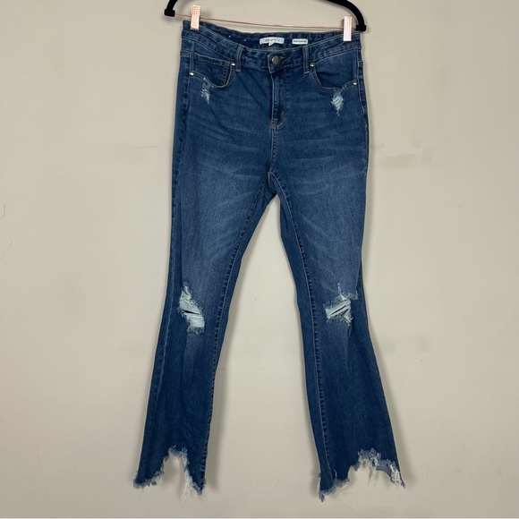 A BEAUTIFUL SOUL SKINNY FLARE RIPPED JEANS SIZE 12 DARK WASH - Picture 10 of 12